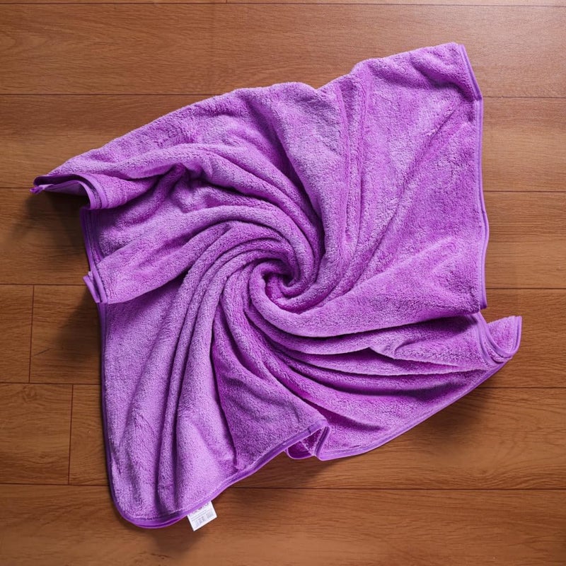 Fezora ® Microfiber 500 GSM Bath Towels | (70x140) Extra Soft Plush & Quick Dry High Absorbency with Large Size Towels for Bathing -1 Piece (Purple) - Image 4