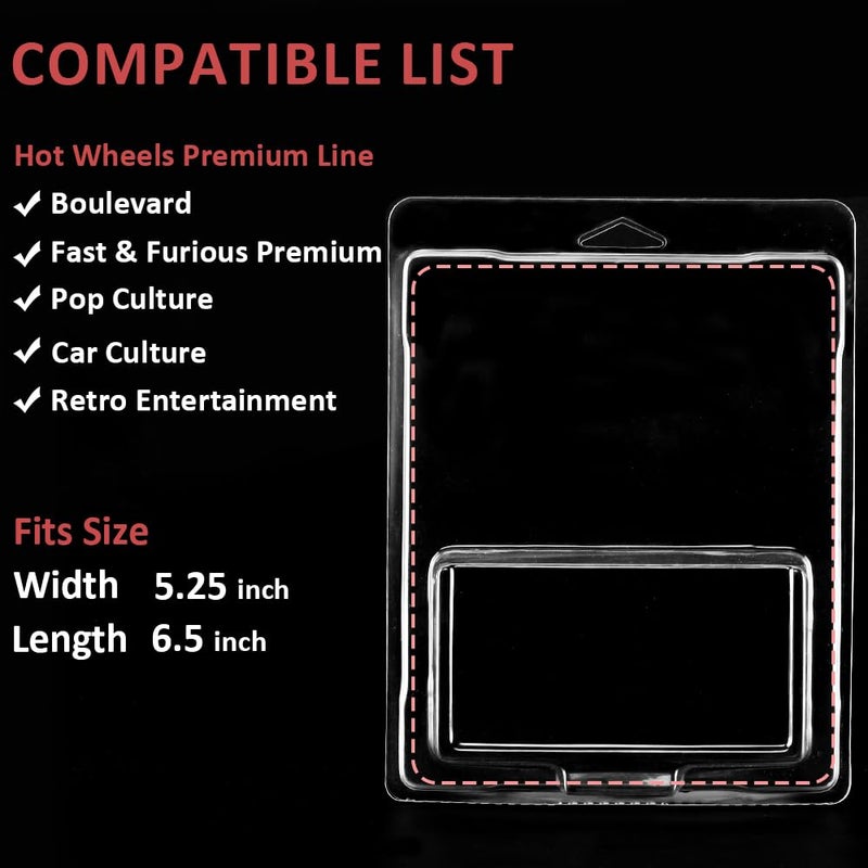 baskiss 32 Pack Clear Clamshell Protector Case Compatible with Hot Wheels Premium, 0.6mm Thick PET Vehicle Blister Pack Cover Cases for Storage and Display (32) - Image 4