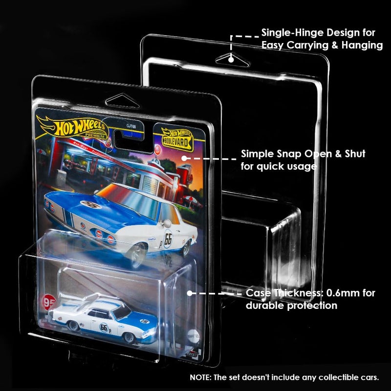 baskiss 32 Pack Clear Clamshell Protector Case Compatible with Hot Wheels Premium, 0.6mm Thick PET Vehicle Blister Pack Cover Cases for Storage and Display (32) - Image 3