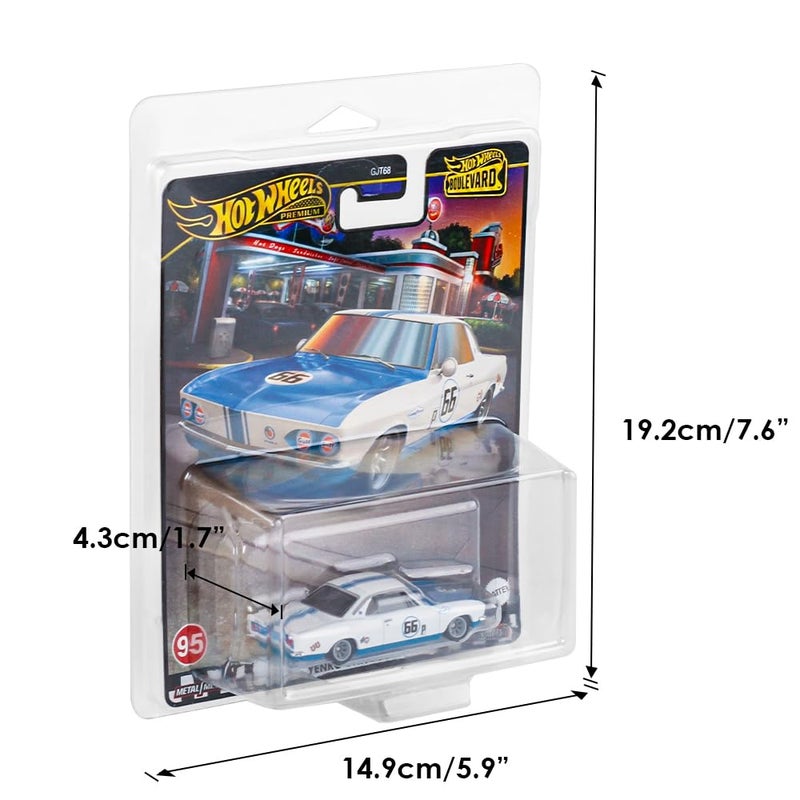 baskiss 32 Pack Clear Clamshell Protector Case Compatible with Hot Wheels Premium, 0.6mm Thick PET Vehicle Blister Pack Cover Cases for Storage and Display (32) - Image 2