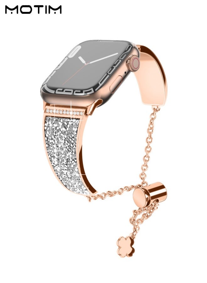Motim Apple Watch Metal Band 49mm 46mm 45mm 44mm 42mm, Diamond Rhinestone Bling Bangle Wristband, Women Apple Watch Replacement Band SE/Series 11/10/9/8/7/6/5/4/3/2/1