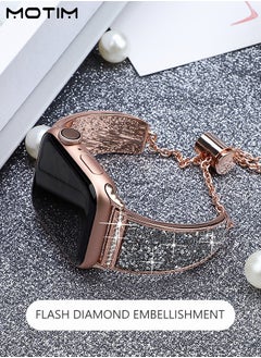 Motim Metal Band for Apple Watch 49mm 45mm 44mm 42mm, Diamond Rhinestone Bling Bangle Bracelet Strap, Women iWatch Replacement Band Wrist Band SE/Series 10/9/8/7/6/5/4/3/2/1  - Image 4