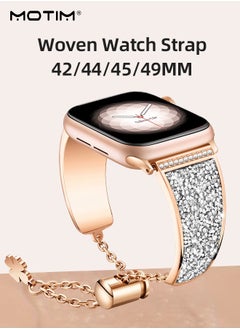 Motim Metal Band for Apple Watch 49mm 45mm 44mm 42mm, Diamond Rhinestone Bling Bangle Bracelet Strap, Women iWatch Replacement Band Wrist Band SE/Series 10/9/8/7/6/5/4/3/2/1  - Image 2