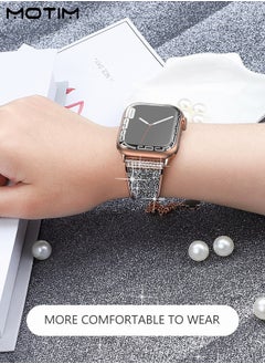 Motim Metal Band for Apple Watch 49mm 45mm 44mm 42mm, Diamond Rhinestone Bling Bangle Bracelet Strap, Women iWatch Replacement Band Wrist Band SE/Series 10/9/8/7/6/5/4/3/2/1  - Image 5