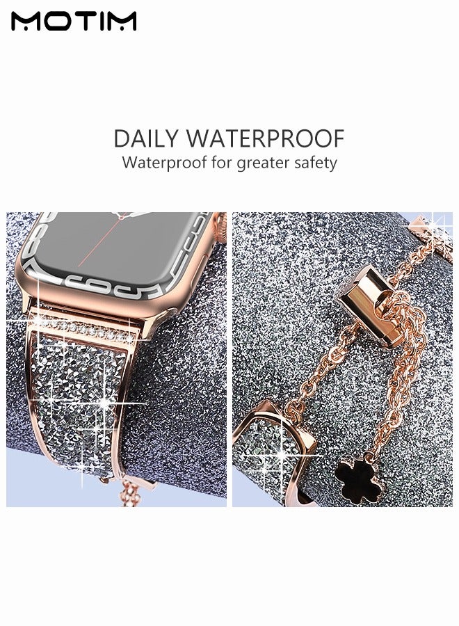 Metal Band for Apple Watch 49mm 45mm 44mm 42mm, Diamond Rhinestone Bling Bangle Bracelet Strap, Women iWatch Replacement Band Wrist Band SE/Series 10/9/8/7/6/5/4/3/2/1