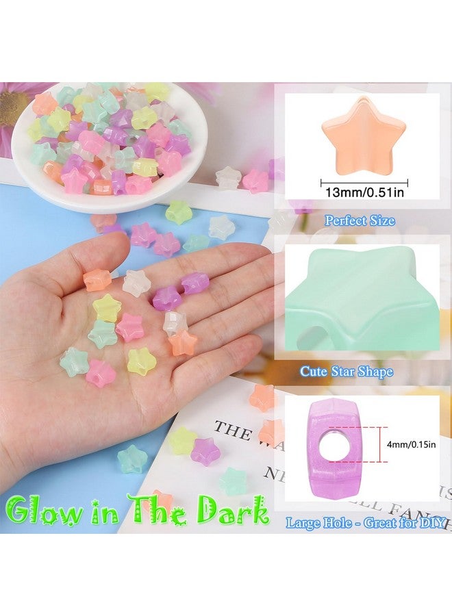 EVERMARKET 300 Pcs Glow in Dark Star Beads, EVERMARKET Nightglow Star Pony Beads Bulk for Jewelry Making, 13mm Star Beads, Luminous Spacer Beads for DIY Bracelets Necklaces Accessories - Image 2