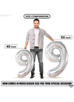 KATCHON Giant Silver 9 Balloon Number 50 Inch ; Silver Number 9 Balloons For Birthdays ; 9Th Birthday Balloons Decor 9Th Birthday Decorations For Boys ; Silver 9 Balloon For Cloud 9 Birthday Décor  - Image 3