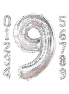 KATCHON Giant Silver 9 Balloon Number 50 Inch ; Silver Number 9 Balloons For Birthdays ; 9Th Birthday Balloons Decor 9Th Birthday Decorations For Boys ; Silver 9 Balloon For Cloud 9 Birthday Décor  - Image 2
