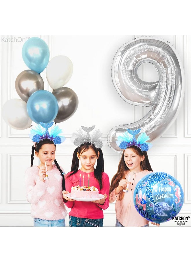 KATCHON - Giant Silver 9 Balloon Number 50 Inch ; Silver Number 9 Balloons For Birthdays ; 9Th Birthday Balloons Decor 9Th Birthday Decorations For Boys ; Silver 9 Balloon For Cloud 9 Birthday Décor - Image 1