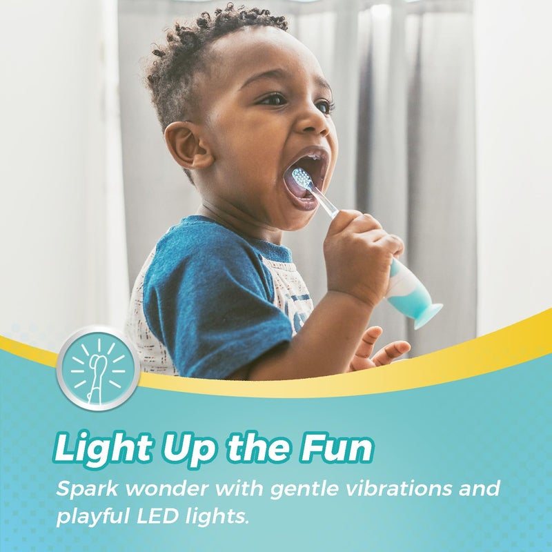 Papablic Toddler Sonic Electric Toothbrush Kids for Ages 1-3 Years, Baby Electric Toothbrush with Cute Dino Cover and Smart LED Timer, 2 Brush Heads (Debby) - Image 3