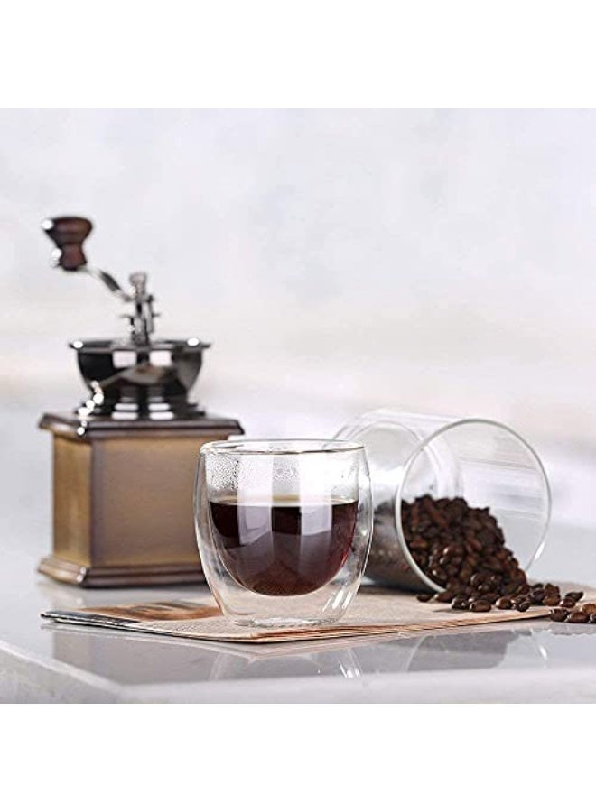 BLACKSTONE Double Wall Glass Coffee Mugs 250ML Hot & Cold Borosilicate Insulated Glasses for Home, Cafe & Restaurant, DG824 (Clear, 4 Piece Set) - Image 2