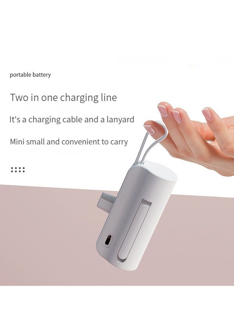 10000 mAh large capacity capsule power bank Apple and Typec cable dual plug comes with mobile phone holder portable multi-functional power bank green