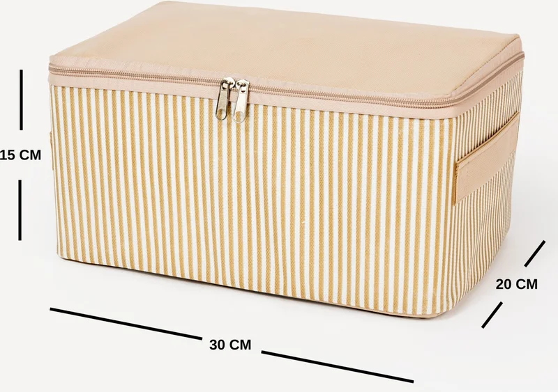ناكاريف Small Size Stripe Pattern Printed Beige Base Base Suitcase Organizer 30X20X15 cm