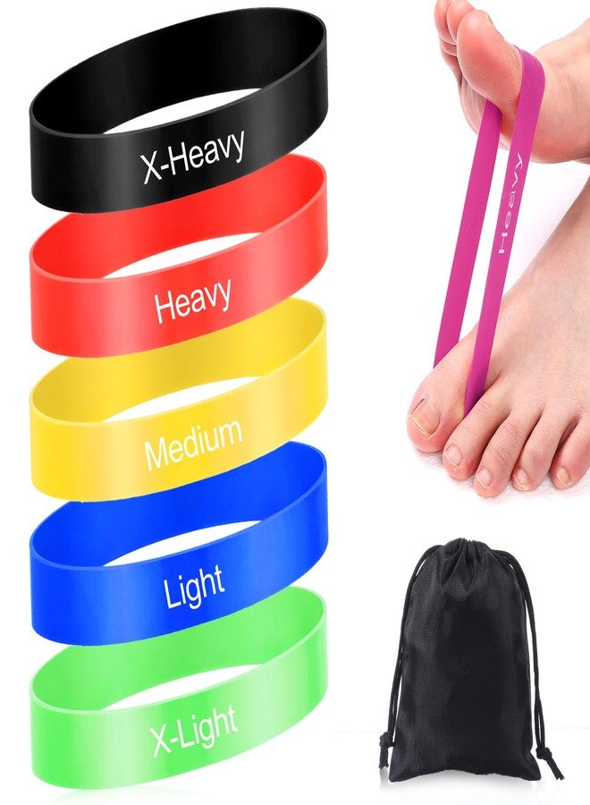 WJIAAA Toe Stretcher Bands Set of 5, Bunion Correction Foot Big Toe Spacers with Carry Bag, Resistance Loop Bands for Women Men Hallux Valgus Foot Yoga Toes Alignment Exercise - Image 1