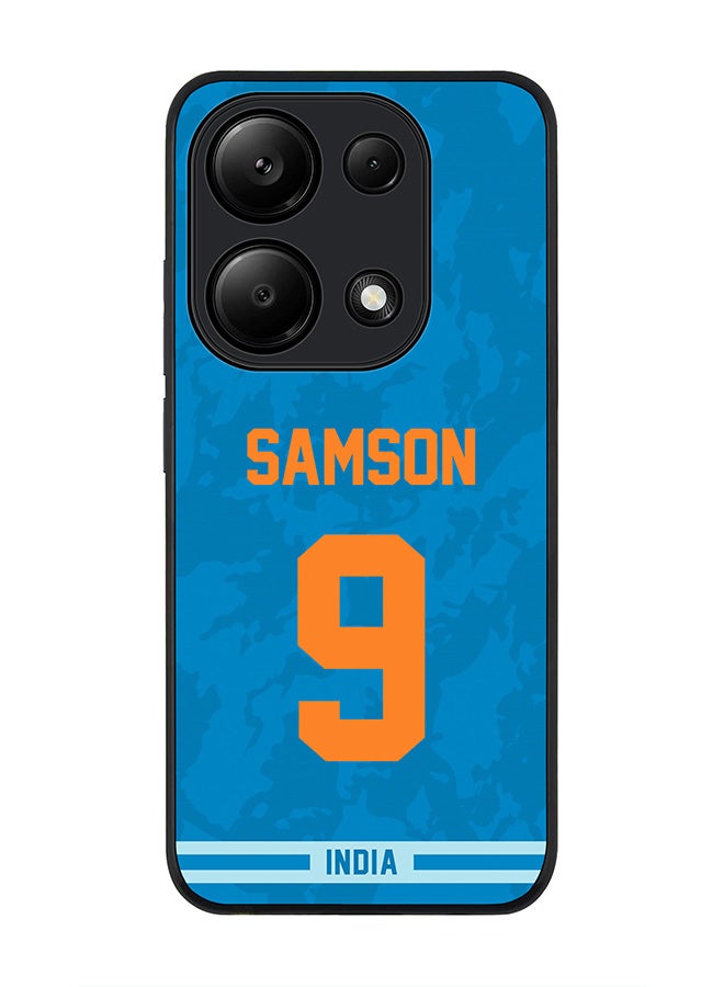 Stylizedd Rugged Black Edge Case for Xiaomi Redmi Note 13 Pro 4G / Xiaomi Poco M6 Pro 4G, Slim fit Case Cover- Team India Sanju Samson, Jersey No 9 - Image 1