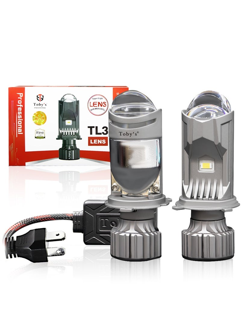 توبيز مصابيح LED الأمامية TL3 H4/9003/HB2 الجديدة من توبي مع عدسة بروجكتور صغيرة، شعاع عالي/منخفض وشعاع عالي معزز DC12V 6500K ضوء أبيض  - Image 1