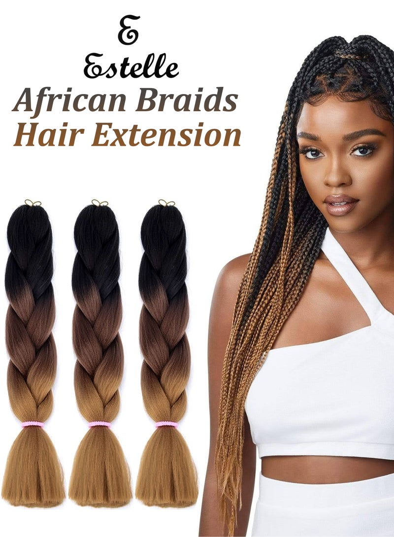 إستيل تصفيف الشعر مع مجموعة متميزة من 3 وصلات شعر تجديل أفريقية ضخمة بطول 82 بوصة لكل شعر مستعار كانيكالون كروشيه ملتوي من ألياف صناعية تتحمل درجات الحرارة العالية للنساء السود - Image 1