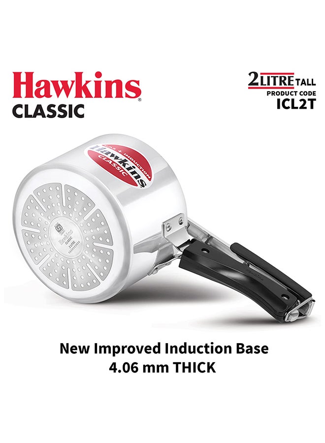 Hawkins 2Liters Classic Inner Lid Aluminium Pressure Cooker, Induction Cooker, Wide Design Pan Cooker (ICL2T) Silver  - Image 2