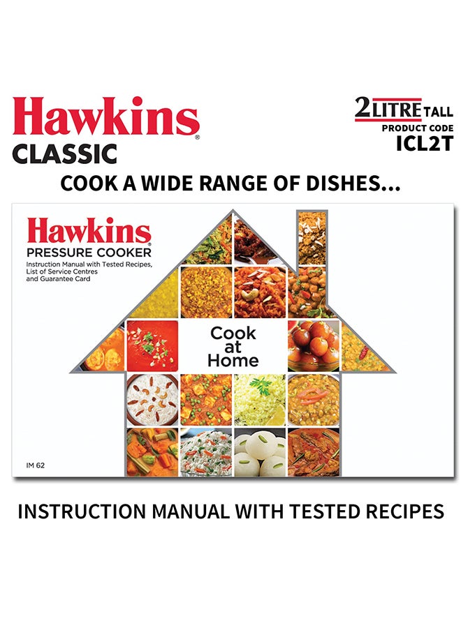 Hawkins 2Liters Classic Inner Lid Aluminium Pressure Cooker, Induction Cooker, Wide Design Pan Cooker (ICL2T) Silver  - Image 5