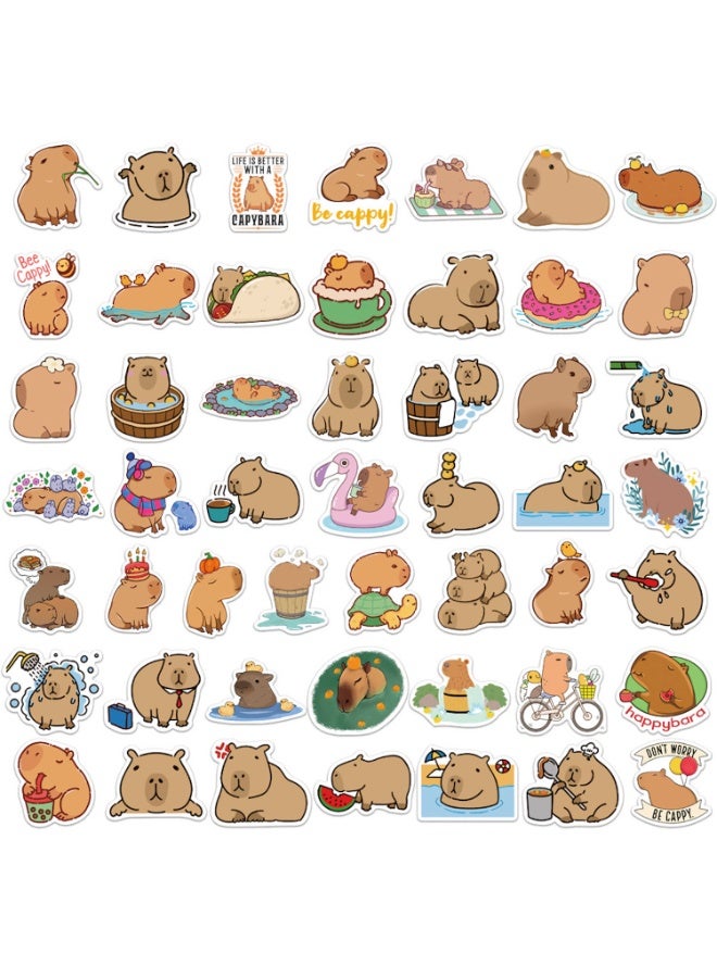Capybara Stickers 50Pcs Capybara Waterproof Vinyl Decals for Water Bottles Laptop Luggage Cup Computer Mobile Phone Skateboard Decor - Image 2