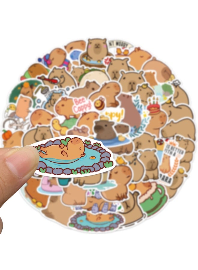 Capybara Stickers 50Pcs Capybara Waterproof Vinyl Decals for Water Bottles Laptop Luggage Cup Computer Mobile Phone Skateboard Decor - Image 5
