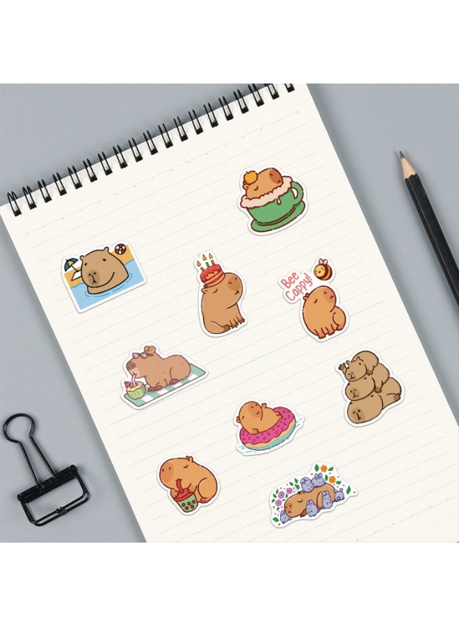 Capybara Stickers 50Pcs Capybara Waterproof Vinyl Decals for Water Bottles Laptop Luggage Cup Computer Mobile Phone Skateboard Decor - Image 3