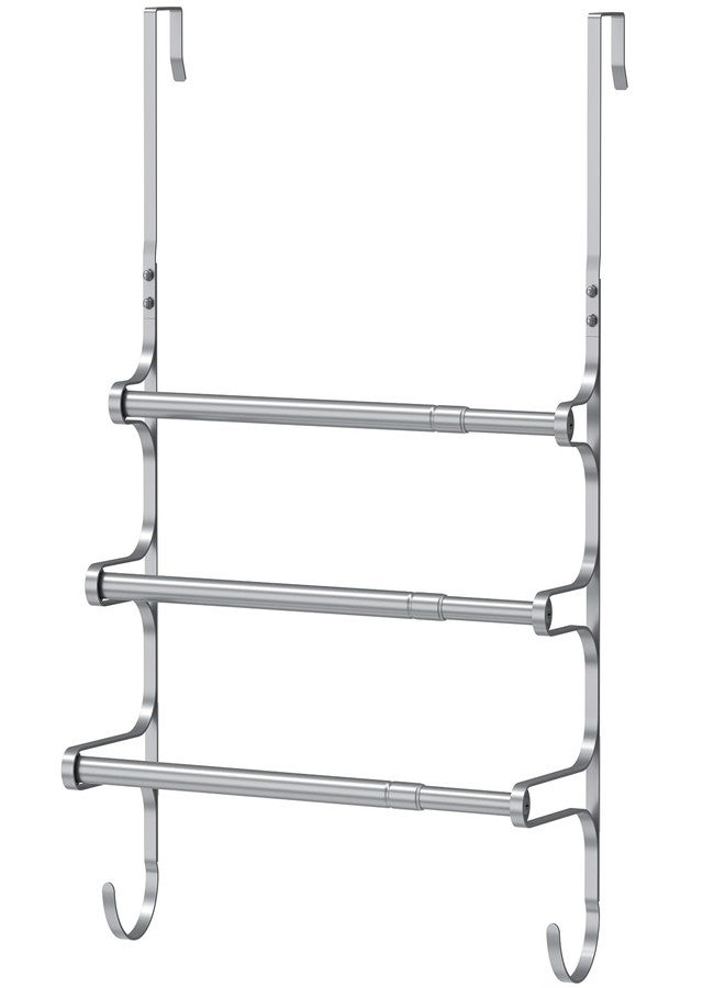 CANYAVE Over The Door Towel Rack, Over Door Towel Rack for Bathroom Door, Triple Towel Storage Holder with Hooks (Silver) - Image 1