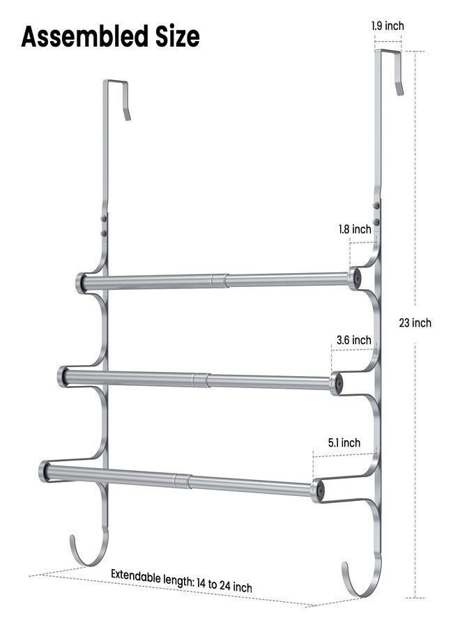 CANYAVE Over The Door Towel Rack, Over Door Towel Rack for Bathroom Door, Triple Towel Storage Holder with Hooks (Silver) - Image 3