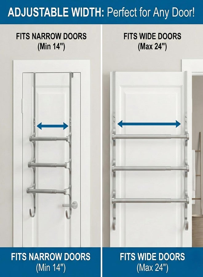 CANYAVE Over The Door Towel Rack, Over Door Towel Rack for Bathroom Door, Triple Towel Storage Holder with Hooks (Silver) - Image 4