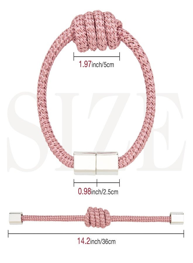 NICEEC 2 Pack Mini Magnetic Curtain Tiebacks Modern Simple Style Drape Tie Backs Elegant Hand Weave Rope Knot Decorative Curtain Holdbacks for Home & Office Window Drapery (Pink) - Image 4