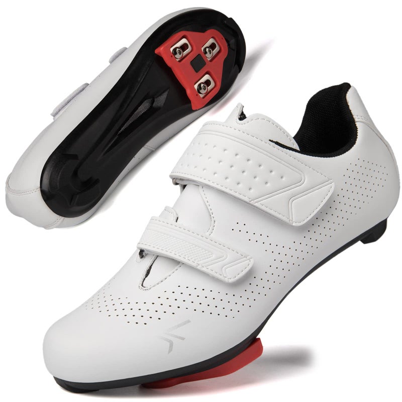 ULTIANT Mens Womens Cycling Shoes Compatible with Peloton Road Bike Riding Bicycle Pre-Installed Delta Cleats(2_White,40) - Image 1