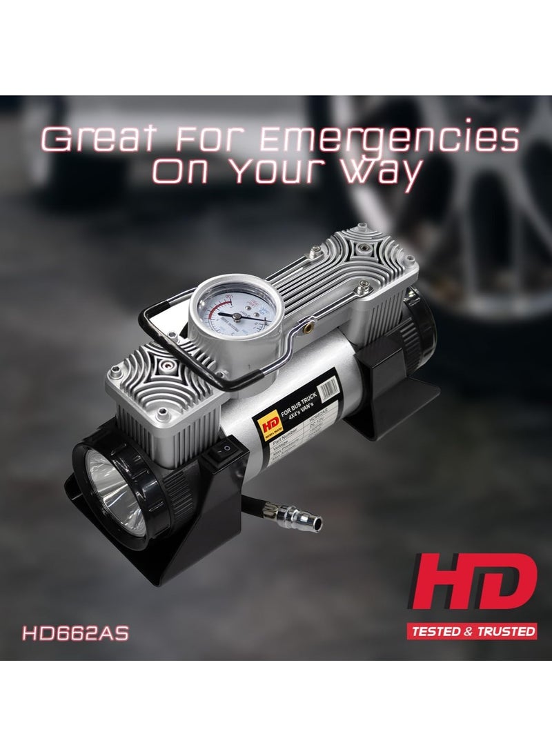 HD HD662AS Car Tire Inflator with Accessories and Flashlight  - Image 3