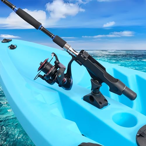 HiUmi 2 Pack Baitcaster/Spinning Rod Holder with Side Deck Mount (Holder + Mount) - Image 4