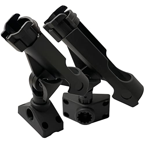 HiUmi 2 Pack Baitcaster/Spinning Rod Holder with Side Deck Mount (Holder + Mount) - Image 1