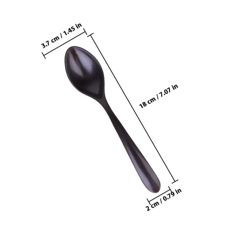 10 Pcs Black Matte Porcelain Soup Spoons Set For Asian Cuisine And Household Dining - Image 3