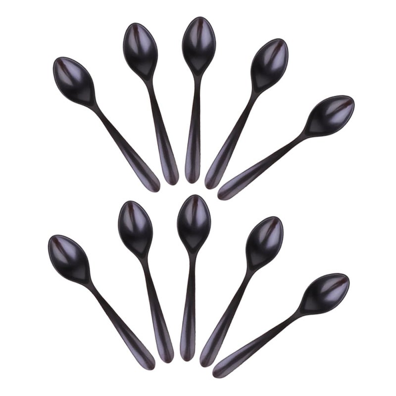 10 Pcs Black Matte Porcelain Soup Spoons Set For Asian Cuisine And Household Dining - Image 2