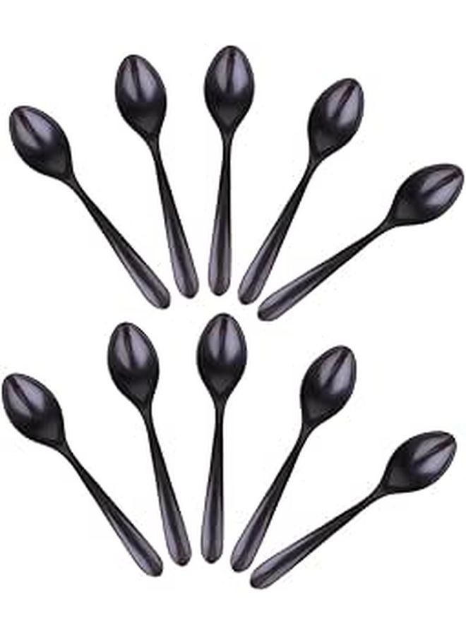 10 Pcs Black Matte Porcelain Soup Spoons Set For Asian Cuisine And Household Dining - Image 1