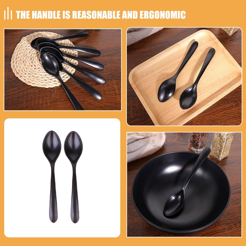 10 Pcs Black Matte Porcelain Soup Spoons Set For Asian Cuisine And Household Dining - Image 5