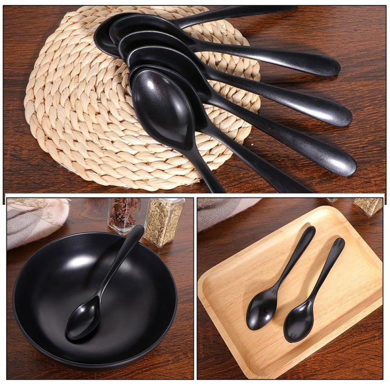 10 Pcs Black Matte Porcelain Soup Spoons Set For Asian Cuisine And Household Dining - Image 4