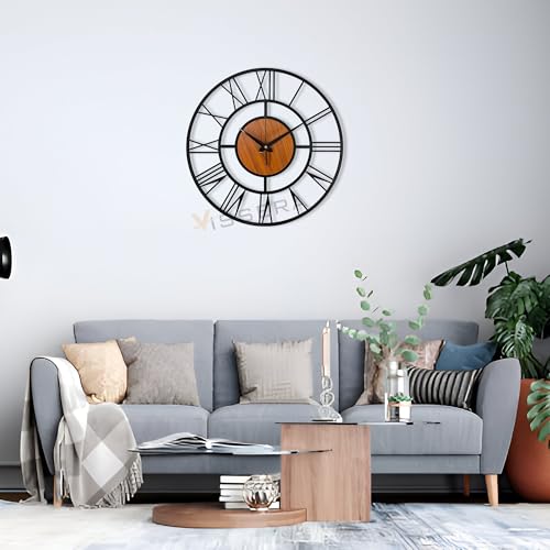vissera Metal Modern Wall Clock for Living Room | Unique Hanging Wall Clock for Wall Decoration | Antique Big Size Wall Watch for Home Decor Items, Bedroom, Office, Hall - Image 2