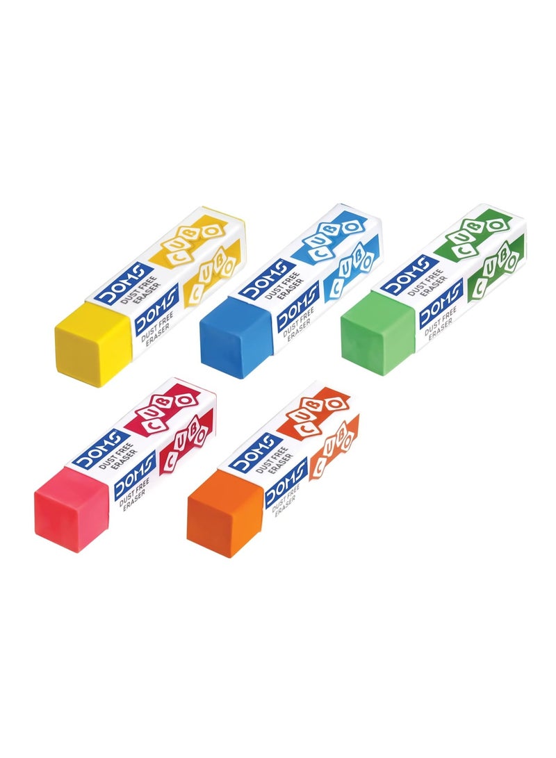 Doms Dust Free Cubo Eraser Box Pack | Comfortable Edge for Easy Handling | Non-Toxic & Safe for Kids | Attractive Body Colors | Pack of 20 Pcs - Image 4