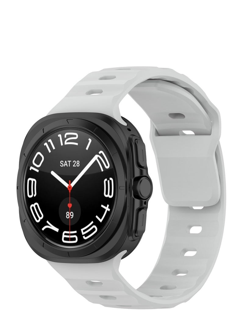 Compatible for Samsung Galaxy Watch Ultra 47mm Watch Band, Soft Silicone Sport Strap Women Men Replacement Accessory (White) - Image 1