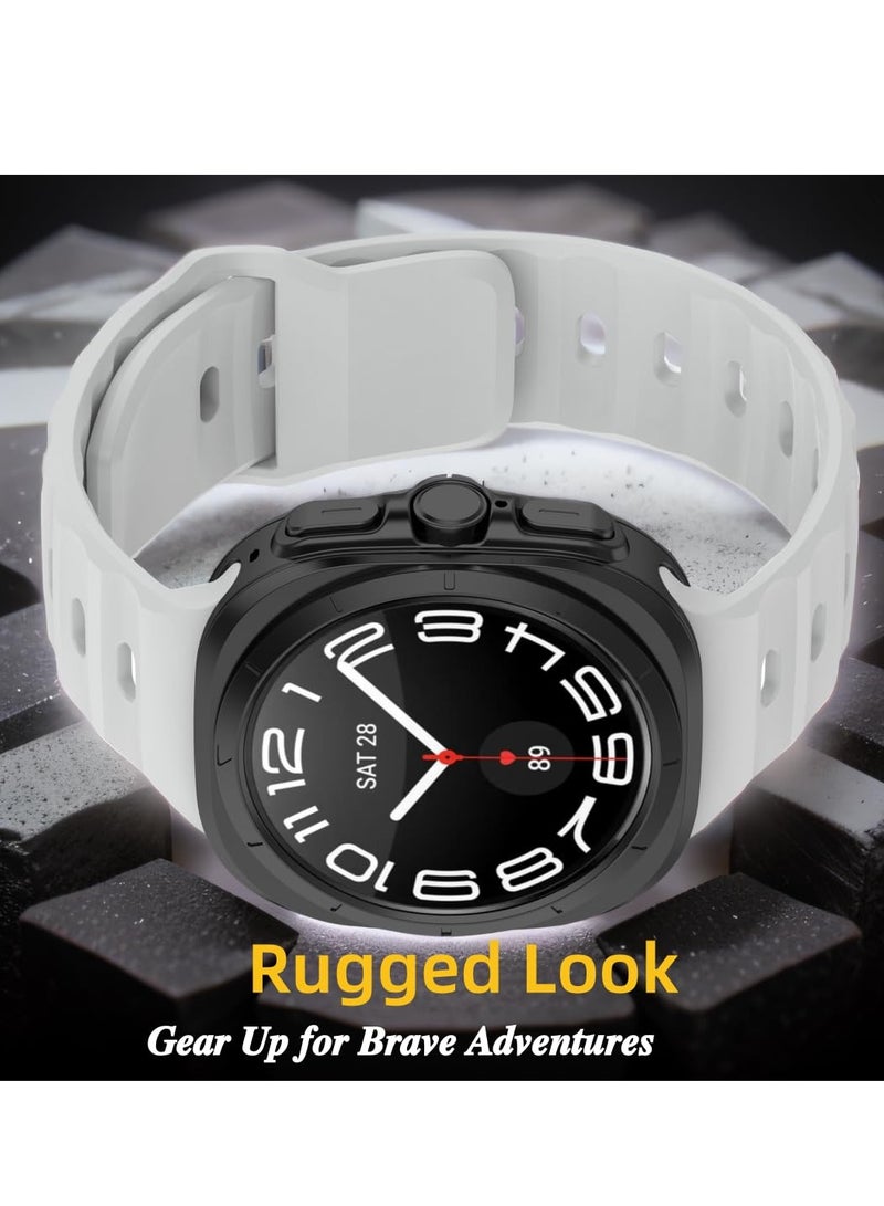 Compatible for Samsung Galaxy Watch Ultra 47mm Watch Band, Soft Silicone Sport Strap Women Men Replacement Accessory (White) - Image 4