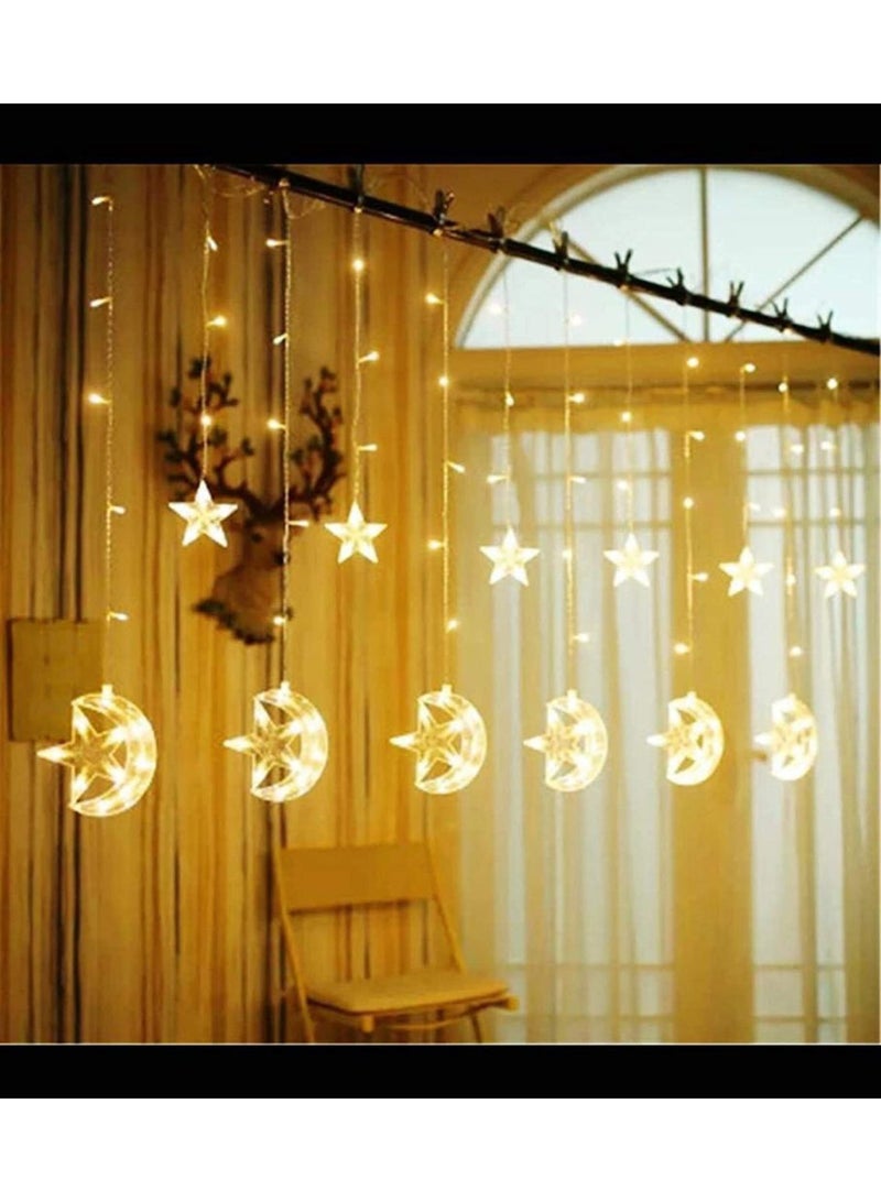 Ramadan dimple curtain with a crescent and star design – warm lighting for Ramadan decorations - Image 2
