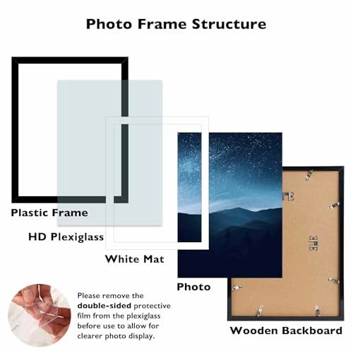JCJMY 16x20 Picture Frame Black with 14x18 Mat for 40 x 50cm Diamond Art Painting, Display Photo 14x18 with Mat or 16 x 20 Without Mat, Wall Hanging Large Frame with Plexiglass, Black - Image 2