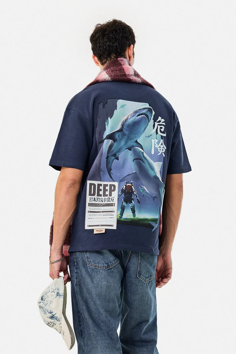SNITCH Deep Digital Puff Print Oversized T-Shirt