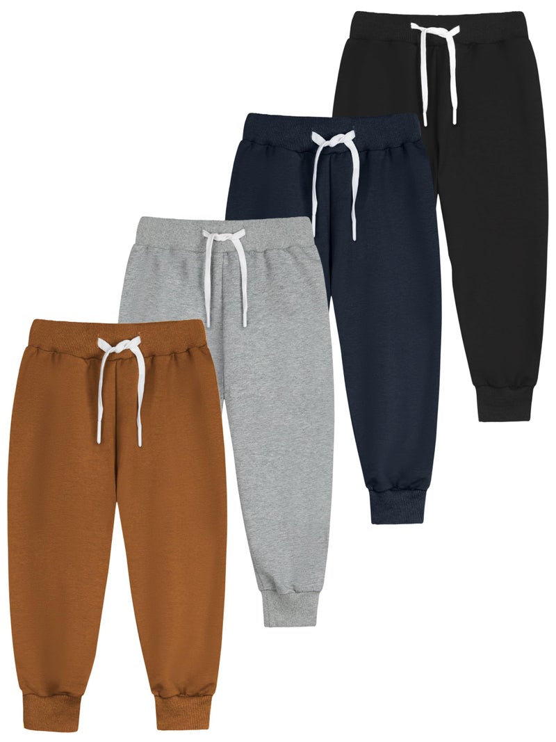 Resinta 4 Pack Toddler and Boys Joggers Sweatpants Cotton Kids Active Pants with Drawstring Casual Athletic Clothes - Image 1