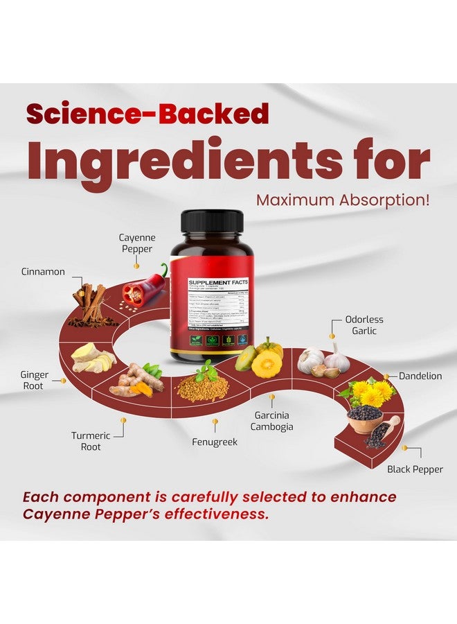 VEGATOT Organic Cayenne Pepper 9IN1 Complex with Cinnamon, Ginger, Turmeric for Overall Health, Immune System, Digestion Wellness (150 Count (Pack of 1)) - Image 4