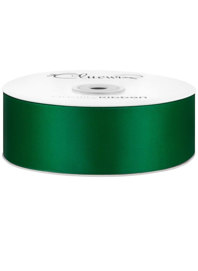 CLUEWR Double Faced Emerald Green Satin Ribbon, 1 Inch 50 Yards Fabric Ribbon Roll for Flower Bouquets, Gift Wrapping, Handmade Craft, Wedding Party Decoration - Image 2