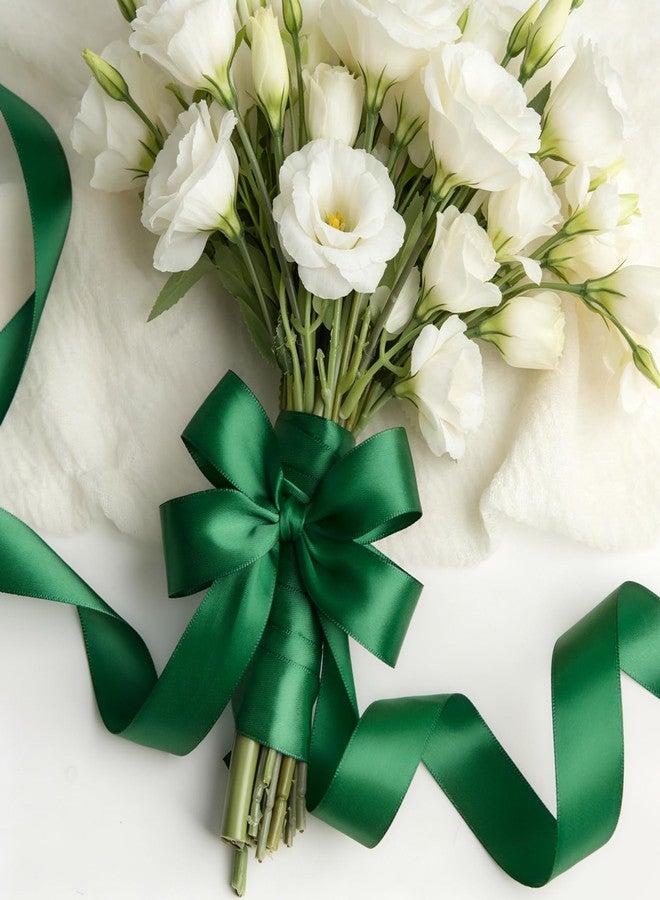 CLUEWR Double Faced Emerald Green Satin Ribbon, 1 Inch 50 Yards Fabric Ribbon Roll for Flower Bouquets, Gift Wrapping, Handmade Craft, Wedding Party Decoration - Image 5